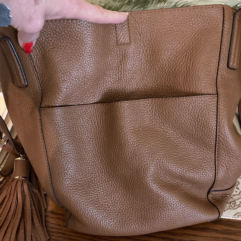 MICHAEL Michael Kors Brown Pebbled Leather Shoulder Bag with Tassels - Picture 11 of 14